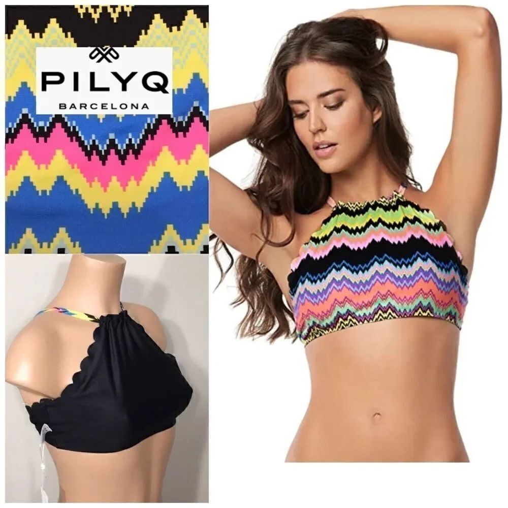 PILYQ Clara reversible Wave halter top. NWT